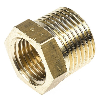 Legris Brass Pipe Fitting, Straight Threaded Reducer, Male R 3/8in to Female G 1/4in