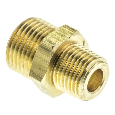 Legris Brass Pipe Fitting, Straight Compression Coupler, Male R 1/8in to Female 8mm