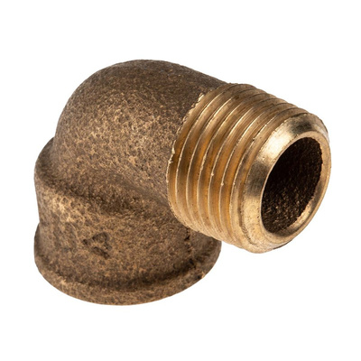 RS PRO Brass Pipe Fitting, 90° Threaded Elbow, Male BSPP 1/2in to Female BSPP 1/2in