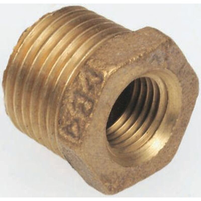 RS PRO Threaded Fitting, Straight Reducer Bush, Male BSPT 1in to Female BSPP 3/4in