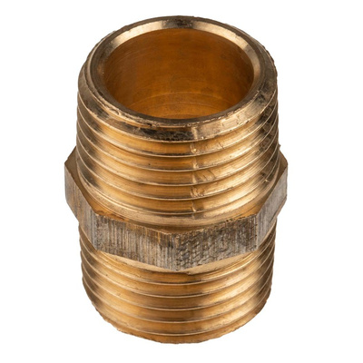RS PRO Brass Pipe Fitting, Straight Threaded Nipple, Male BSPT 1/2in to Male BSPT 1/2in