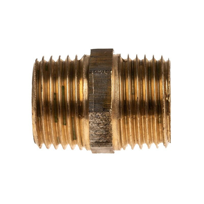 RS PRO Brass Pipe Fitting, Straight Threaded Nipple, Male BSPT 1/2in to Male BSPT 1/2in