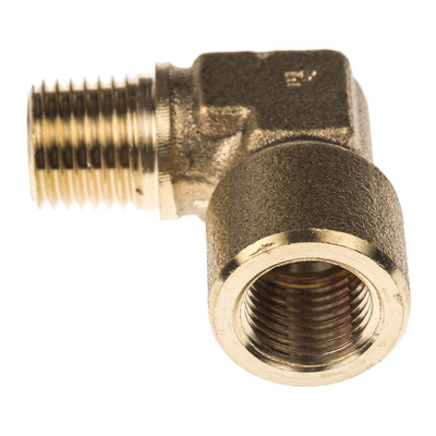 Legris Brass Pipe Fitting, 90° Threaded Elbow, Male R 1/4in to Female G 1/4in