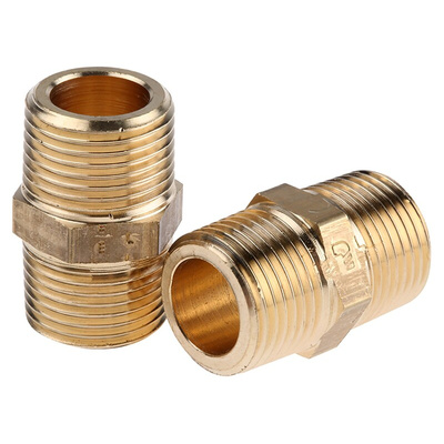 Legris Brass Pipe Fitting, Straight Threaded Adapter, Male R 3/8in to Male R 3/8in