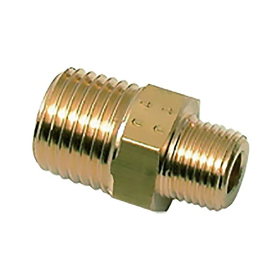 Legris Brass Pipe Fitting, Straight Threaded Adapter, Male R 3/8in to Male R 1/8in
