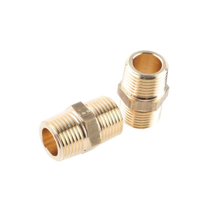 Legris Brass Pipe Fitting, Straight Threaded Adapter, Male R 1/2in to Male R 1/2in