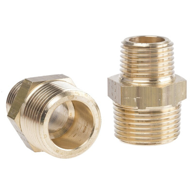 Legris Brass Pipe Fitting, Straight Threaded Adapter, Male R 3/4in to Male R 1/2in