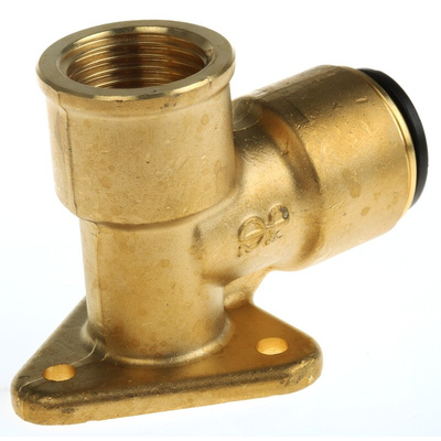 JG Speedfit Brass Pipe Fitting, 90° Push Fit Wall Plate Elbow Adapter, Female 1/2in to Female 15mm