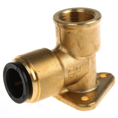 JG Speedfit Brass Pipe Fitting, 90° Push Fit Wall Plate Elbow Adapter, Female 1/2in to Female 15mm