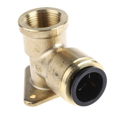 JG Speedfit Brass Pipe Fitting, 90° Push Fit Wall Plate Elbow Adapter, Female 3/4in to Female 22mm