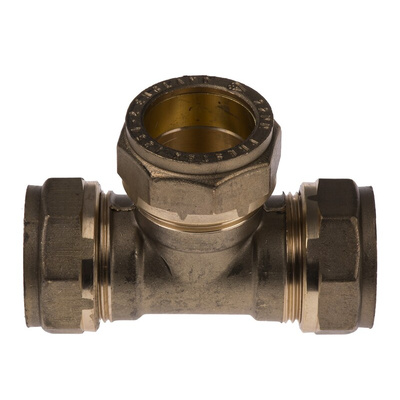 RS PRO Brass Compression Fitting Equal Tee 22mm