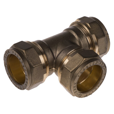 RS PRO Brass Compression Fitting Equal Tee 22mm