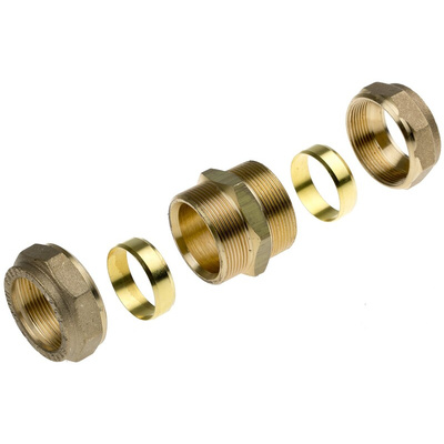 RS PRO Brass Compression Fitting, Straight Coupler