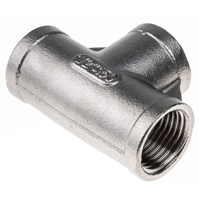RS PRO Stainless Steel Pipe Fitting, Tee Circular Tee, Female G 1/2in x Female G 1/2in x Female G 1/2in