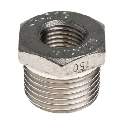 RS PRO Stainless Steel Pipe Fitting Hexagon Bush, Male R 1/2in x Female G 1/4in