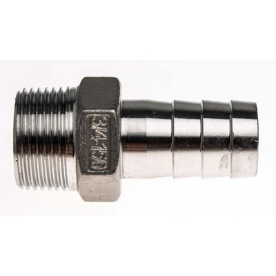 RS PRO Stainless Steel Pipe Fitting, Straight Hexagon Hose Nipple, Male R 3/4in x Male