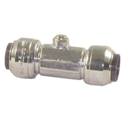 Pegler Yorkshire Brass Pipe Fitting, Straight Push Fit Service Valve, Female to Female 15mm