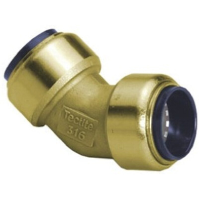 Pegler Yorkshire Brass Pipe Fitting, Obtuse Push Fit Elbow, Female to Female 15mm
