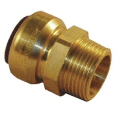Pegler Yorkshire Brass Pipe Fitting, Straight Push Fit Taper Coupler, Male R 3/4in to Female 22mm