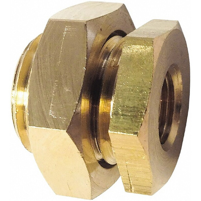 Legris Brass Pipe Fitting, Straight Threaded Bulkhead, Female G 1/2in to Male