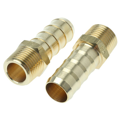 Legris Brass Pipe Fitting, Straight Threaded Tailpiece Adapter, Male R 1/2in to Male 16mm