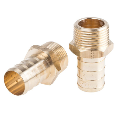Legris Brass Pipe Fitting, Straight Threaded Tailpiece Adapter, Male R 1in to Male 25mm