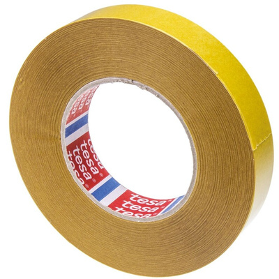 Tesa 51571 White Double Sided Cloth Tape, 0.16mm Thick, 13 N/cm, Synthetic Rubber Backing, 25mm x 50m