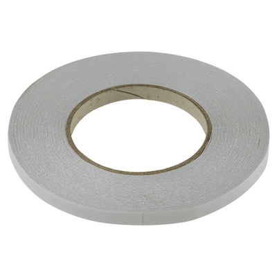 RS PRO White Double Sided Paper Tape, Non-Woven Backing, 9mm x 50m