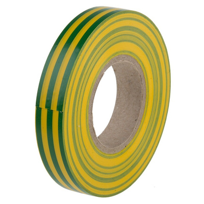 RS PRO Green, Yellow PVC Electrical Tape, 12mm x 20m
