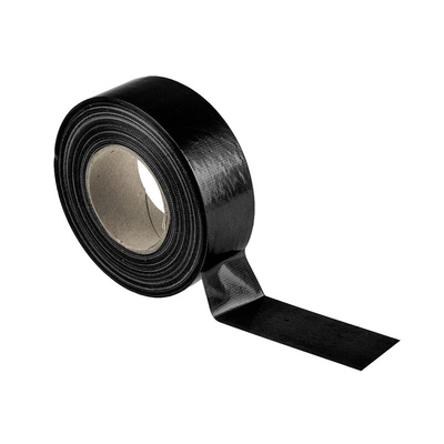 RS PRO Duct Tape, 50m x 50mm, Black, Gloss Finish