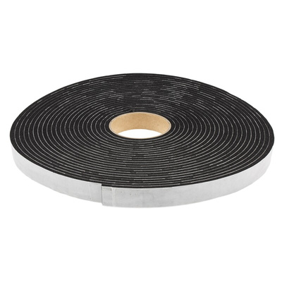 RS PRO Black Foam Tape, 25mm x 15m, 6mm Thick