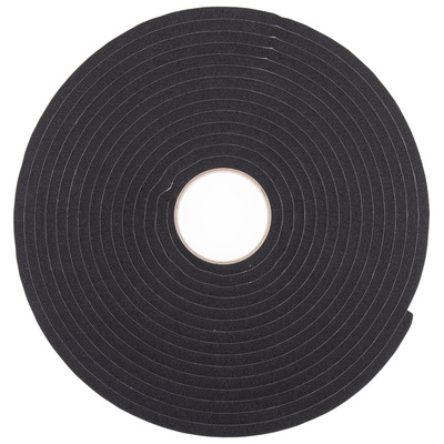 RS PRO Black Foam Tape, 12mm x 10m, 10mm Thick