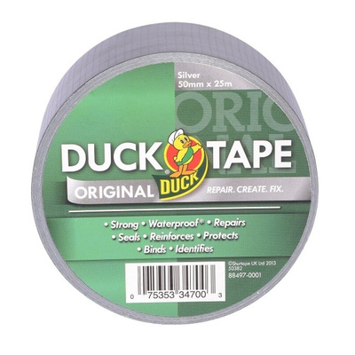 DUCK TAPE Duck Tape 222225 Duct Tape, 25m x 50mm, Silver, Gloss Finish