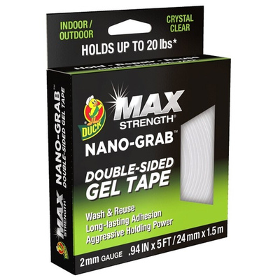 DUCK TAPE 287264 Clear Double Sided Adhesive Square, 2mm Thick, Acrylic Backing, 24mm x 1.5m