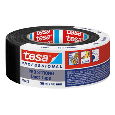 Tesa Tesa 4662 74662 Duct Tape, 50m x 50mm, Black, PE Laminated Finish