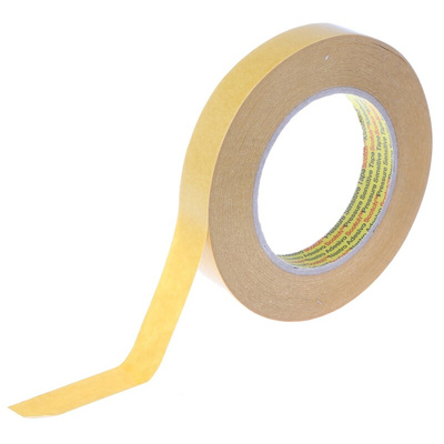 3M 9040 Beige Double Sided Paper Tape, 0.1mm Thick, 7.5 N/cm, Paper Backing, 19mm x 50m