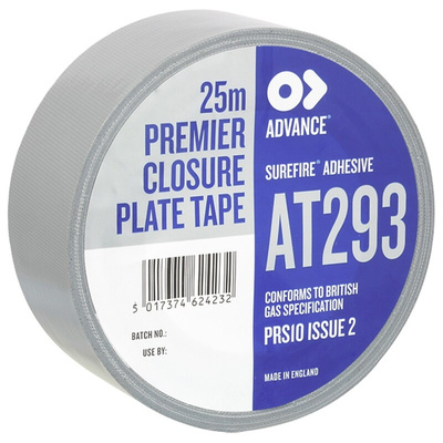 Advance Tapes Closure Plate Tape AT293 Cloth Tape, 25m x 50mm, Silver, Gloss Finish