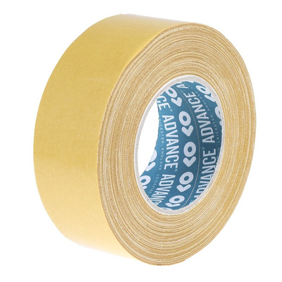 Advance Tapes AT305 Transparent Double Sided Cloth Tape, 0.34mm Thick, 7.8 N/cm, Cloth Backing, 50mm x 25m