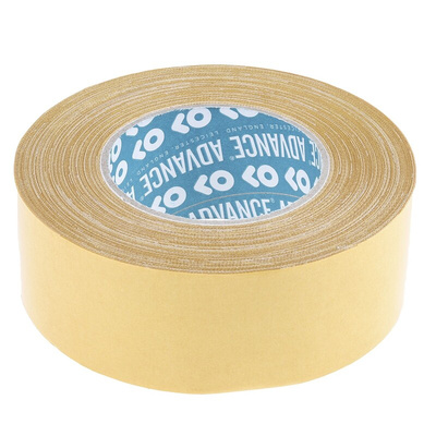 Advance Tapes AT305 Transparent Double Sided Cloth Tape, 0.34mm Thick, 7.8 N/cm, Cloth Backing, 50mm x 25m