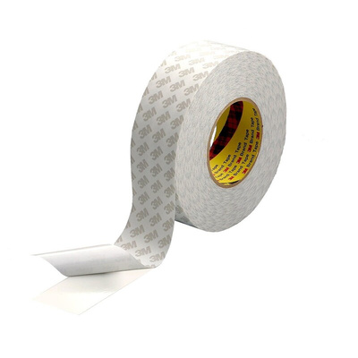 3M 9080HL White Double Sided Paper Tape, 0.16mm Thick, 7.5 N/cm, Paper Backing, 25mm x 50m