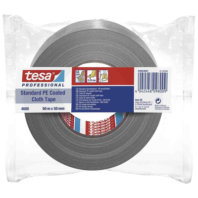 Tesa 4688 4688 Duct Tape, 50m x 50mm, Grey, PE Coated Finish