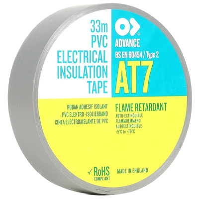 Advance Tapes AT7 Grey PVC Electrical Tape, 19mm x 33m