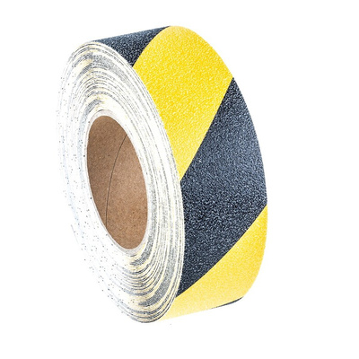 RS PRO Black/Yellow Polyethylene 18.3m Hazard Tape, 0.05mm Thickness