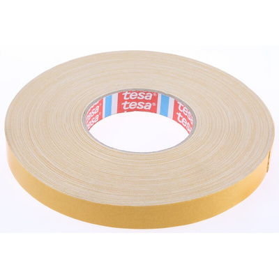 Tesa 4964 White Double Sided Cloth Tape, 0.39mm Thick, 7.5 N/cm, Cloth Backing, 19mm x 50m