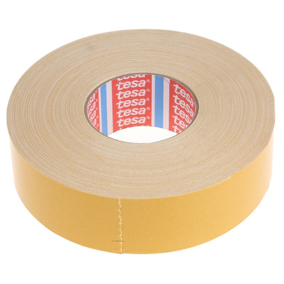 Tesa 4964 White Double Sided Cloth Tape, 0.39mm Thick, 7.5 N/cm, Cloth Backing, 50mm x 50m