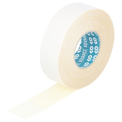 Advance Tapes AT302 White Double Sided Cloth Tape, 0.25mm Thick, 20 N/cm, Cloth Backing, 50mm x 50m