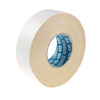 Advance Tapes AT302 White Double Sided Cloth Tape, 0.25mm Thick, 20 N/cm, Cloth Backing, 50mm x 50m