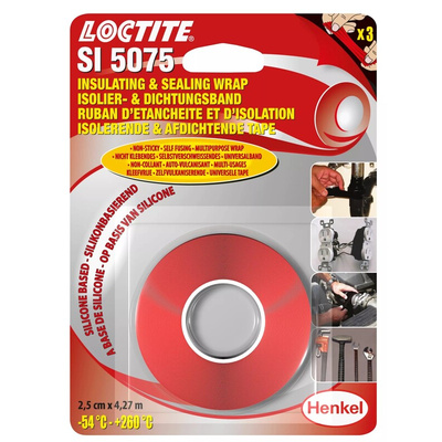 Loctite 5075 Red Silicone Rubber Electrical Tape, 25mm x 4.27m