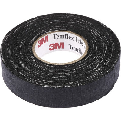 3M Temflex 1755 Cloth Tape, 18m x 19.1mm, Black, Rubber Finish