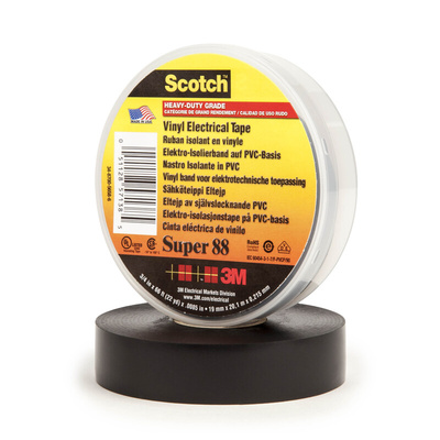 3M Scotch Super 88 Black PVC Electrical Insulation Tape, 19mm x 20m